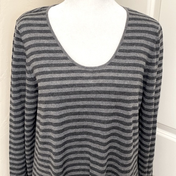 Eileen Fisher Wool/Alpaca Sweater Tunic Womens M Grey stripe Lagenlook longline - Picture 3 of 7